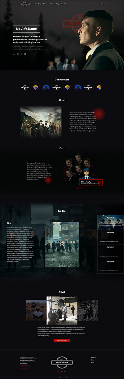 Action Movie Website action dark dark mode design movie product design ui ux website