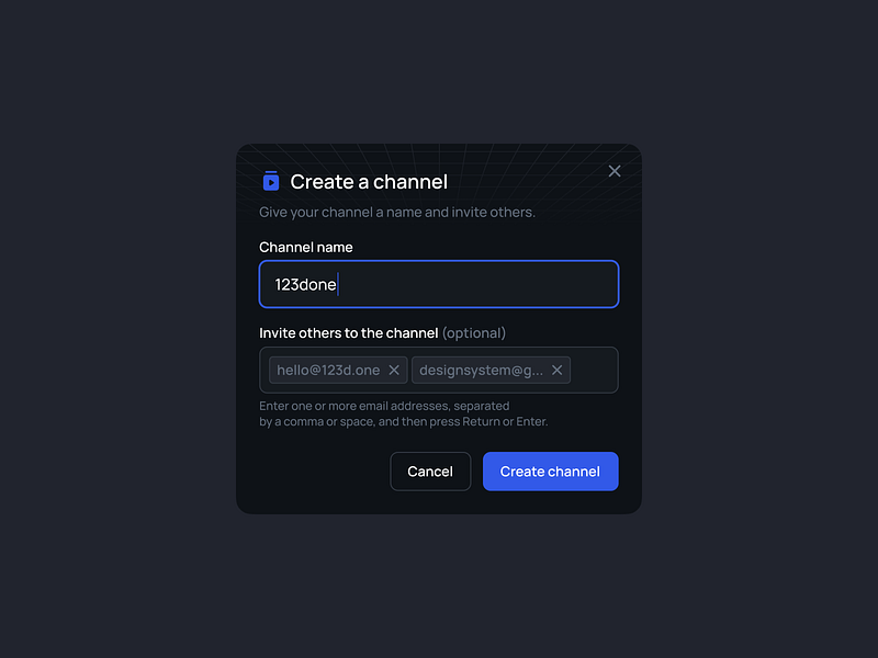 ‘Create a channel’ modal button clean design design system figma form input minimalism modal popup ui ui design ui kit web design