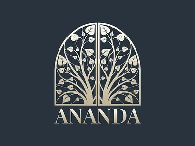 Premium Ananda interior company logo design. business logo corporate logo custom logo fashion logo gold color logo interior logo leaf logo logo logo design minimal logo modern logo tree logo