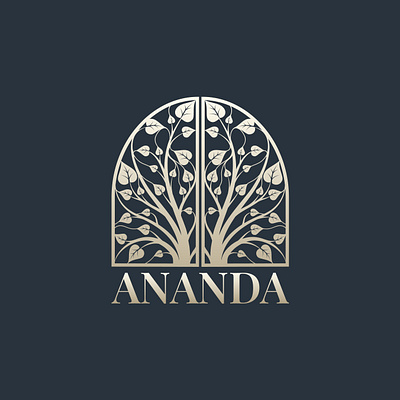 Premium Ananda interior company logo design. business logo corporate logo custom logo fashion logo gold color logo interior logo leaf logo logo logo design minimal logo modern logo tree logo