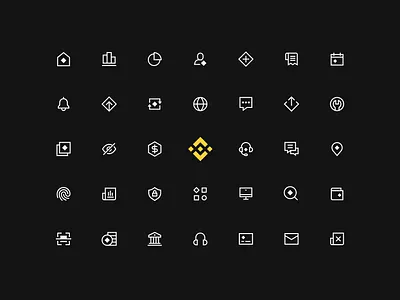 Binance — Icon System app bank bar binance calendar crypto currency email home icon designer icon set iconography icons illustration ios location order simple trade ui