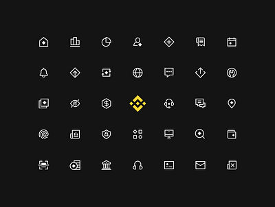 Binance — Icon System app bank bar binance calendar crypto currency email home icon designer icon set iconography icons illustration ios location order simple trade ui