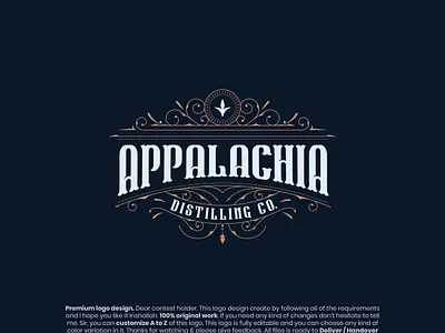 Premium APPALACHIA DISTILLING logo design. a vintage logo business logo custom logo distilling distilling company logo distilling logo logo logo design minimal logo vintage distilling logo