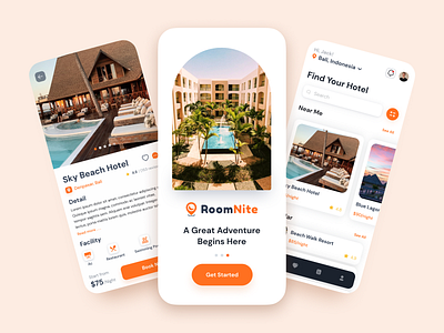 RoomNite - Hotel Booking App appdesign bookingapp dailyui designinspiration designshowcase hotelbooking mobileapp productdesign travelapp uidesign uitrends userexperience userinterface uxdesign uxtrends