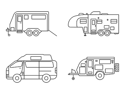 Travel Trailers Icons Set design graphic design icons illustration set of icons trailer vector