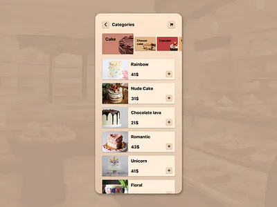 Category Cards Screen a category card screen branding card details card screen card view category card category cards screen category screen cream daily ui daily ui challenge daily ui challenges design malewicz orange pastry screen design ui ui challenge ui design