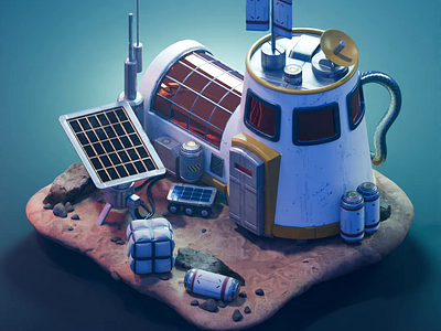 Martian Life 3d 3d animation animation astronaut blender diorama illustration mars martian render space