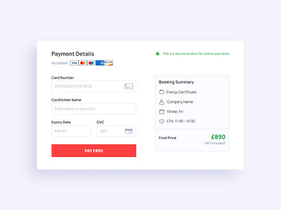 Payment by card accepted cards booking card card name checkout cvc expiry date final price modal pay now payment processing summary ui ux web design
