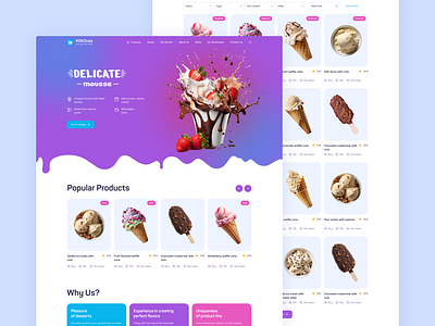 Website Design for Ice Cream Manufacturer design flat graphic design ui ux vector web