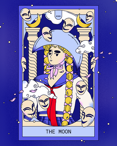 The Moon character illustration line art sailormoon tarot tarot cards
