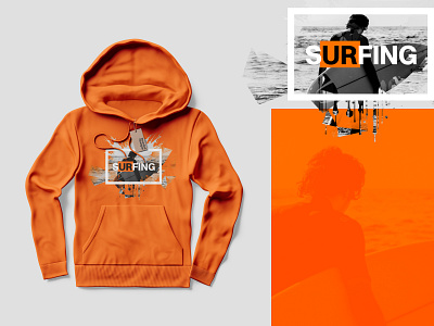 Surfing Orange Hoodie / Design Idea apparel design geometric graphic design hood hoodie idea inspiration low poly mockup modern orange paint poly polygonal splash surf surfing tshirt watercolor