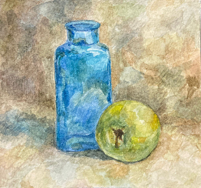 Small apple still life watercolors
