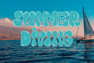 Summer Diving beach beautiful bold branding bubble design font font design handwritten illustration logo summer water font