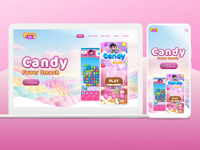 Candy Fever Smash app candy cartoon concept design desktop game landingpage mobile uidesign website