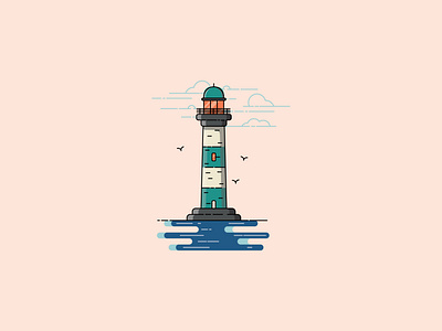 Lighthouse. character design face graphic design greeting cards house illustrated illustration lighthouse minimal ocean sea shore simple