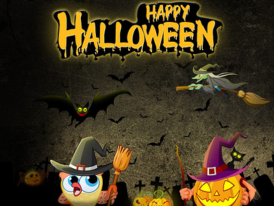 Happy Halloween 2d animation art design drawing graphic design illustration painting ui