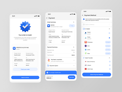 SwiftShip - Logistic App [Payment Page] application design logistic logistic app order summary pay payment payment method payment summary shipping app shipping platform success state ui ui design uiux