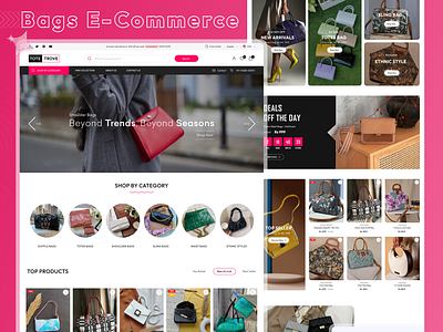 Bags E-Store Website Design UI brand design branding branding design design e commerce website design e store website design figma online shopping website user experience design user interaction design user interface user interface design visual design website architecture design website design website uiux design