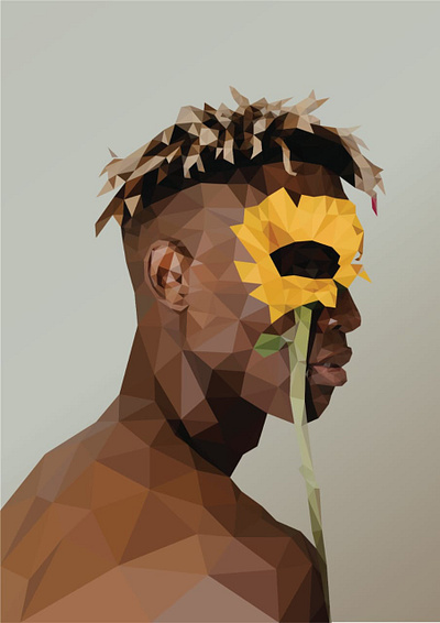 Sunflower illustration polygonal portrait