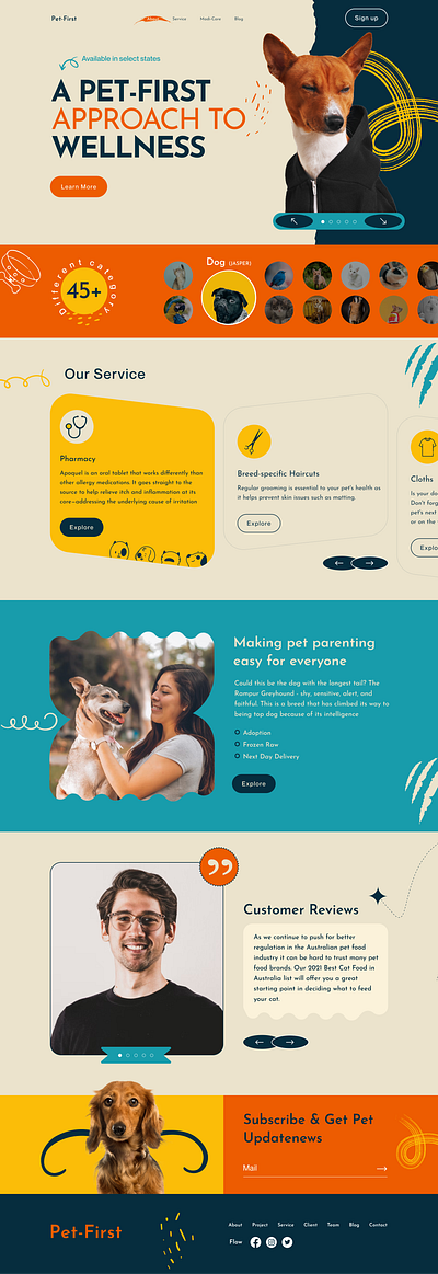 Pet Care Web App branding care cat cats design development dog dogs figma landing page pet reactjs uiux web app wellness