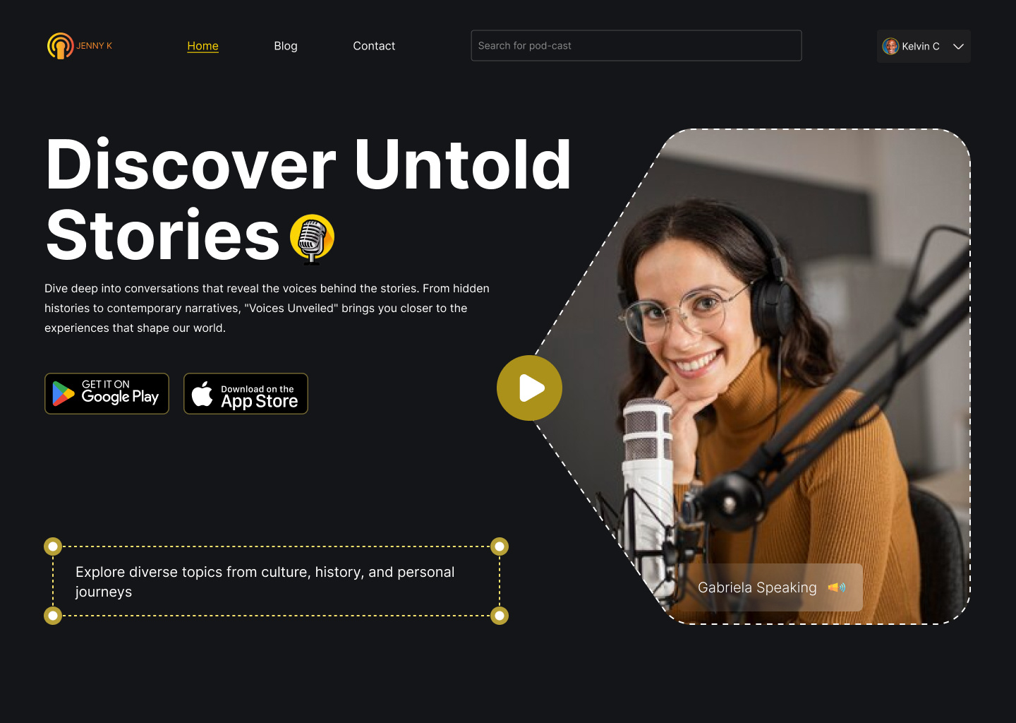 Pod-Cast Landing Page animation design pro ui ux