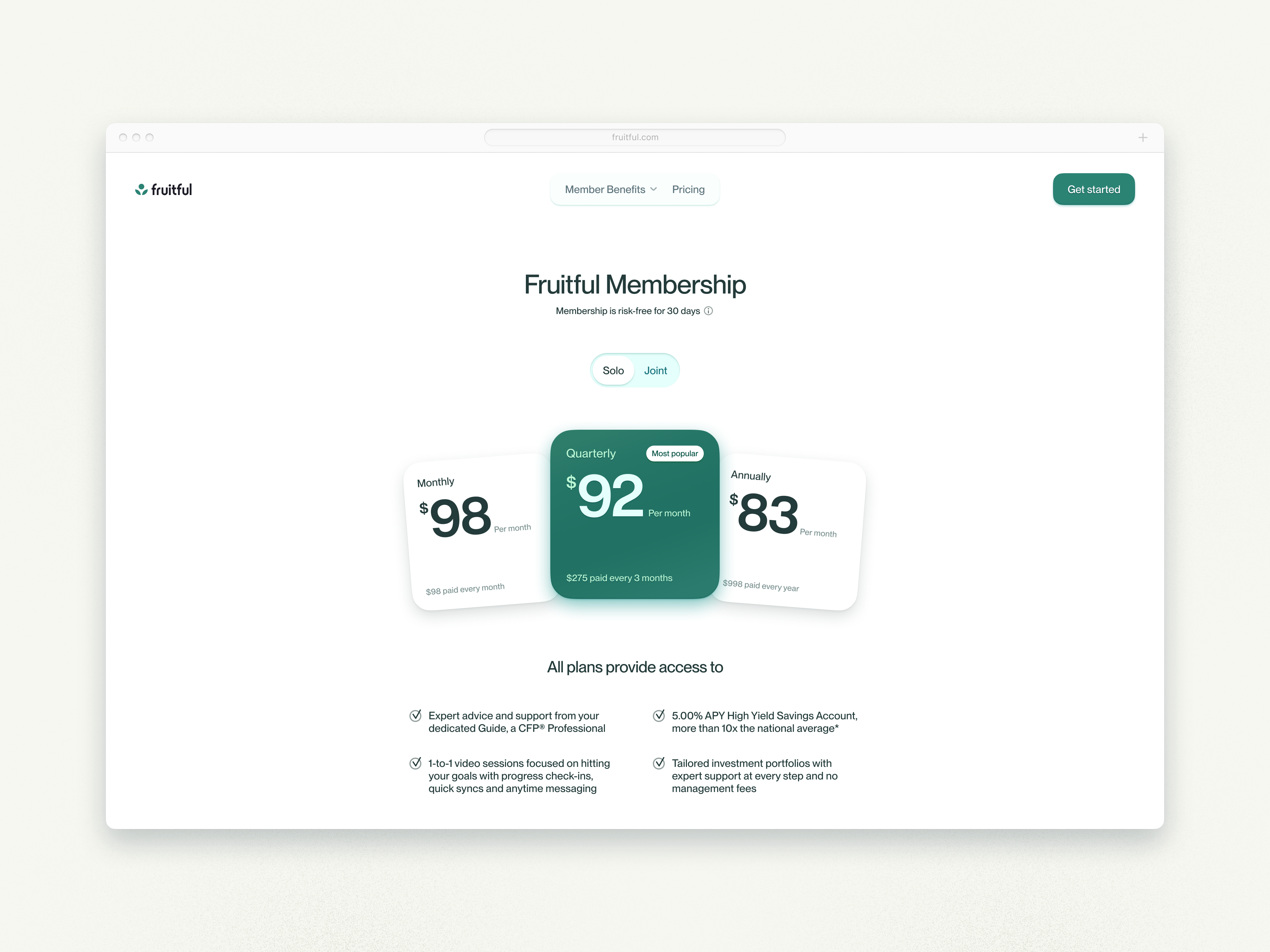 Fruitful membership picker figma pricing sketch