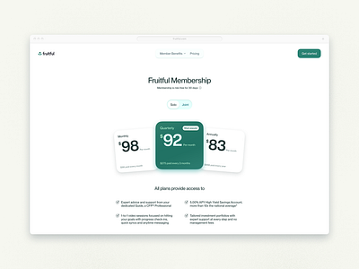 Fruitful membership picker figma pricing sketch