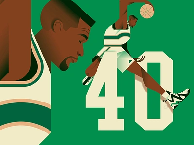 Shawn Kemp 90s ball balling basketball character colors flat illustration kamikaze legend minimal nba reebok shawn kemp sneakers sonics sport