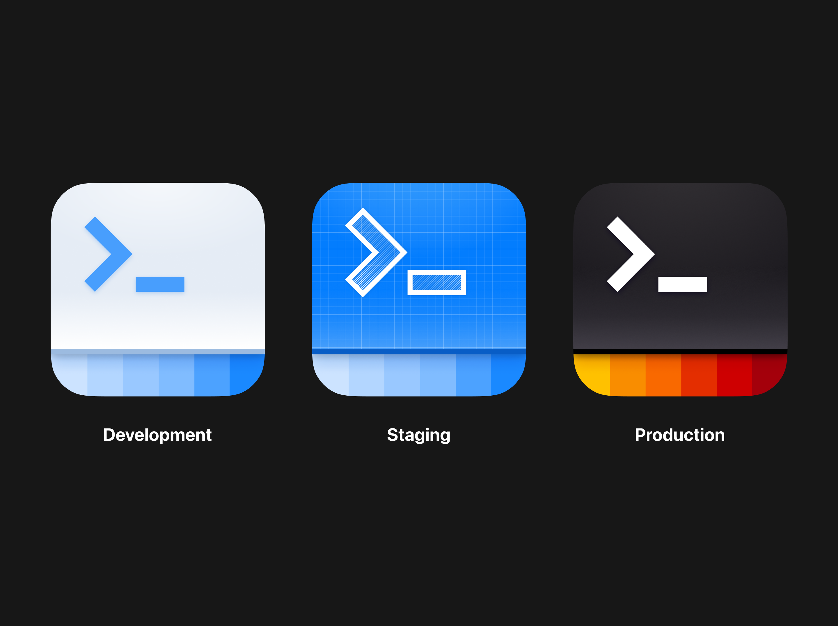 App icons app app icon branding environments icons illustration ios logo staging ui