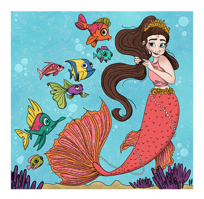 Princess & The Pea Under the Sea 2d illustration character design childrens book illustration digital painting illustration procreate