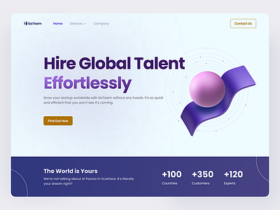 Global HR Recruiting Company Website Header dashboard design header design landing page design mobile app design uiux web design website design