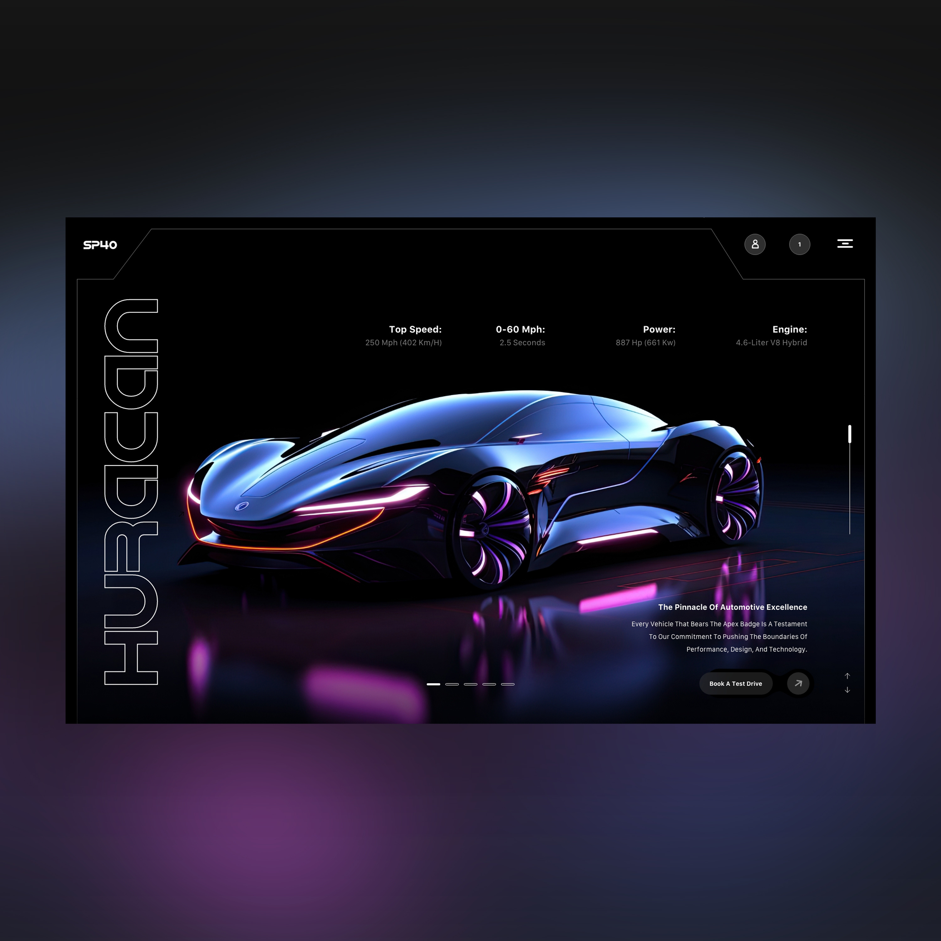 Huracan Web Ui Landing Shot branding car showroom car website design graphic design illustration interface photography supercar website ui ui design ux ux design web design