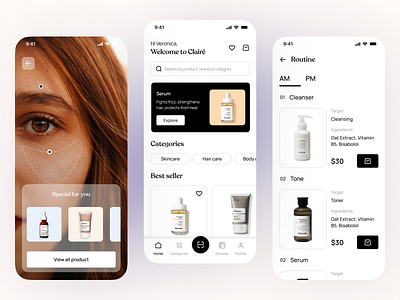 Claire: Innovating Personalized Skincare Solutions mobile mobile app product skincare ui ui design uiux