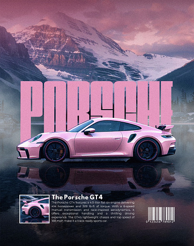 The Pink Porsche GT4 automotivepsoter carposter carwallpaper grahpicdesign porsche posterdesign