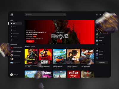 EPIC Store 2.0 app black dashboard branding clean design epic store game store gaming gaming dashboard graphic design illustration logo store dashboard ui ux vector