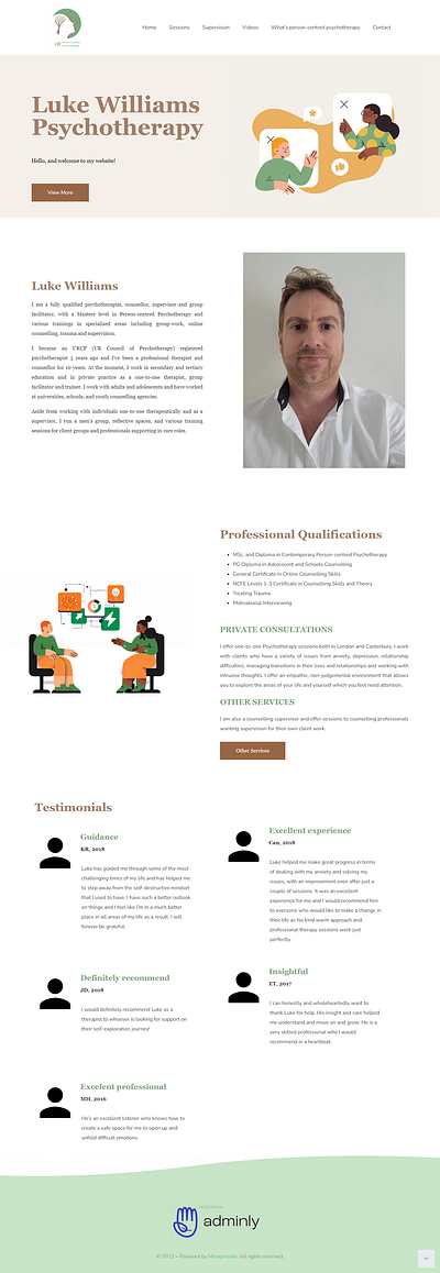 LW - Person Centered Psychotherapy Website design graphic design web design