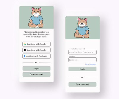 Yoga with Cat illustration logo ui