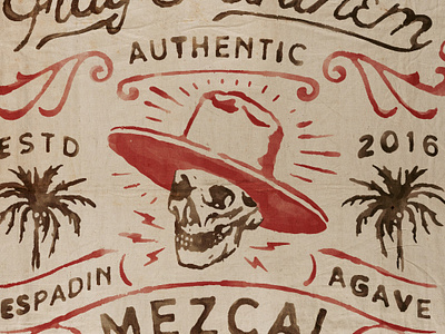 Sombrero Flag & Anthem 80s badge design brush ephemera flag mexican mezcal oil painting old logo palm retro retro design skeleton skull sombrero vintage vintage label vintage logo western wild west