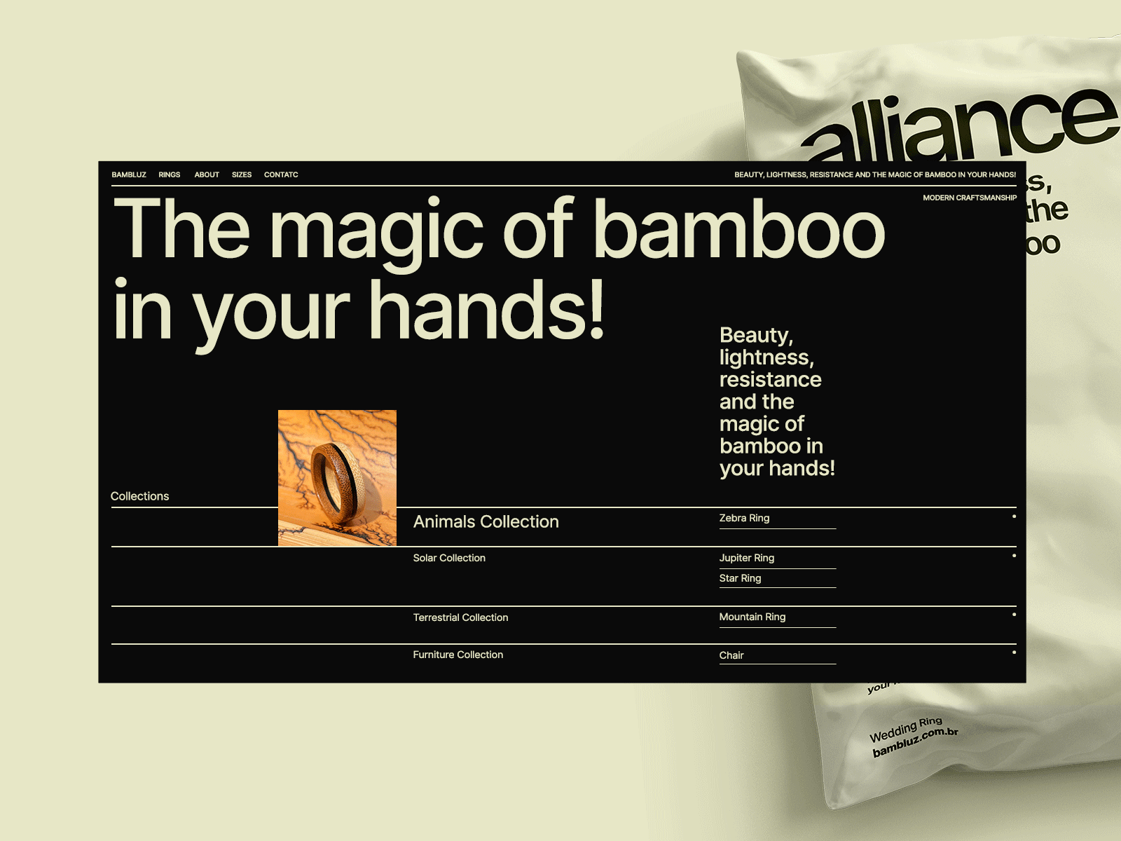 Bamboo Wedding Ring - BAMBLUZ alianças animation bamboo bambu branding design graphic design illustration logo minimal ui web website webstore wedding ring