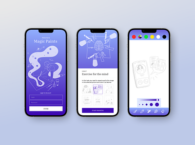 Magic Paints - Mobile App for drawing design drawing figma mobile app new skills ui