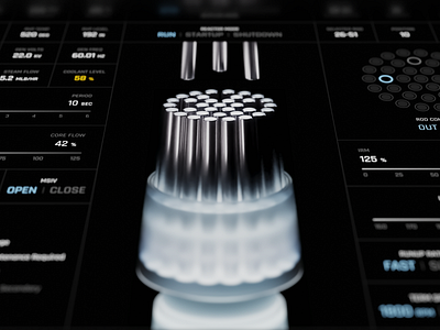 Core Control System 3d app b3d core dark dashboard design fui nuclear ui