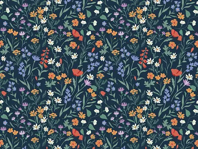 Wild flowers decorative design floral pattern seamless surface design texture