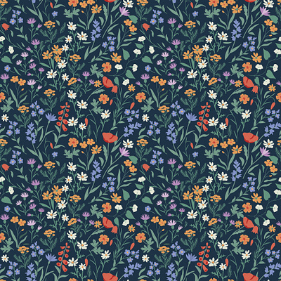 Wild flowers decorative design floral pattern seamless surface design texture