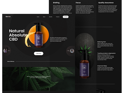 Benito | CBD oil Web design adobe xd branding cbd oil cbd website dark theme graphic design healing health mobile ui ui ui design inspiration ui ux web design web inspiration website design website inspiration wellness