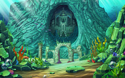 The main background of the slot game "Atlantis" atlantis atlantis illustration atlantis themed background background art background design casino art casino design digital art digital artist gambling gambling art gambling design game art game design graphic design illustration slot art slot design slot illustration
