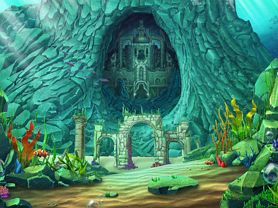 The main background of the slot game "Atlantis" atlantis atlantis illustration atlantis themed background background art background design casino art casino design digital art digital artist gambling gambling art gambling design game art game design graphic design illustration slot art slot design slot illustration