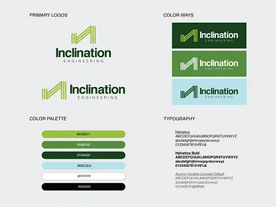 Inclination Engineering - Brand Guide american brand branding design engineering graphic design green illustration inclination logo logo design typography vector