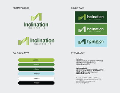 Inclination Engineering - Brand Guide american brand branding design engineering graphic design green illustration inclination logo logo design typography vector