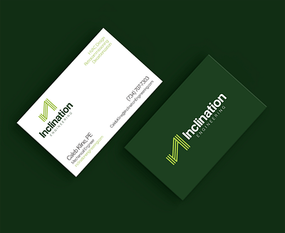 Inclination Engineering - Biz Card Design biz branding business card design engineering graphic design green illustration logo michigan stationery typography vector
