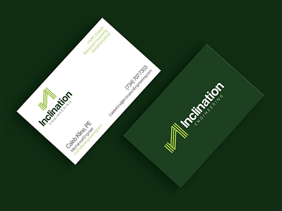 Inclination Engineering - Biz Card Design biz branding business card design engineering graphic design green illustration logo michigan stationery typography vector